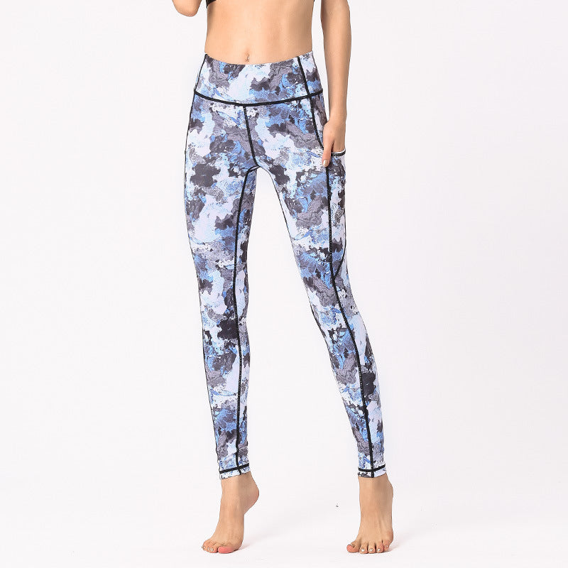 Buddha Stones Colorful Print Pants Sports Exercise Fitness Leggings Women's Yoga Pants - Black Gray Blue - US8-10，UK/AU12-14，EU40-42 (XL) - image 0