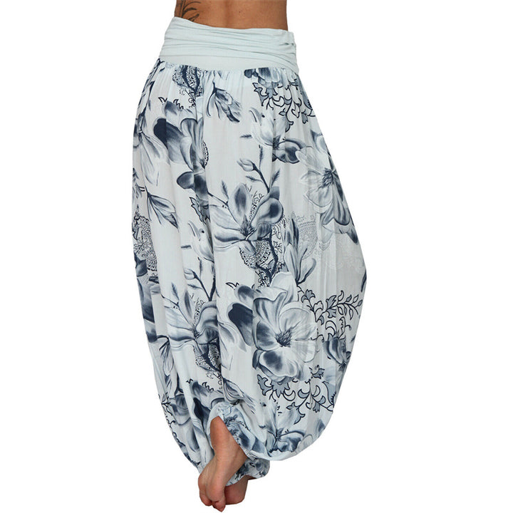 Buddha Stones Flower Leaves Pattern Loose Harem Trousers Women's Yoga Pants - image 21