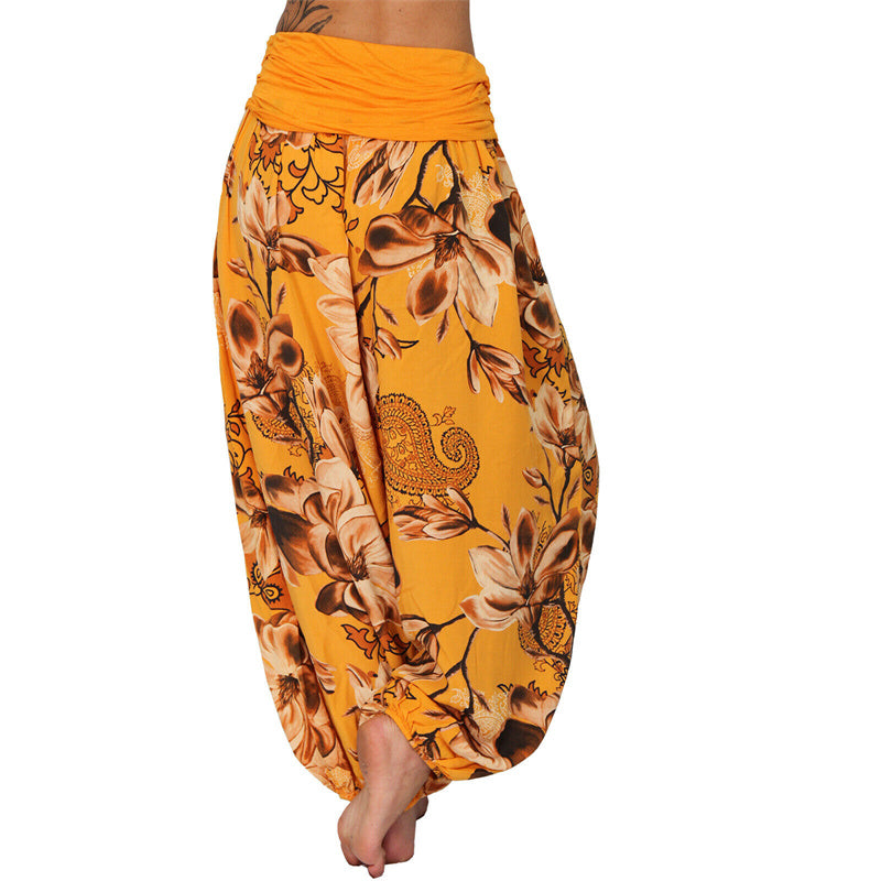 Buddha Stones Flower Leaves Pattern Loose Harem Trousers Women's Yoga Pants - image 36