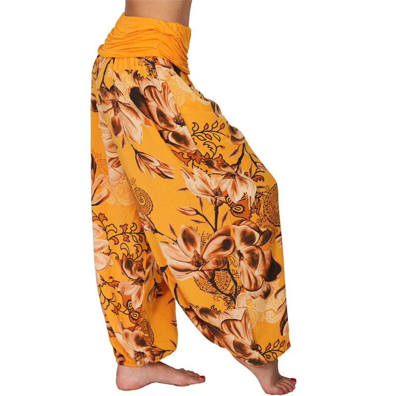 Buddha Stones Flower Leaves Pattern Loose Harem Trousers Women's Yoga Pants - image 35