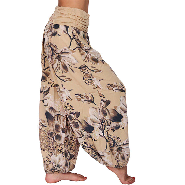 Buddha Stones Flower Leaves Pattern Loose Harem Trousers Women's Yoga Pants - image 8