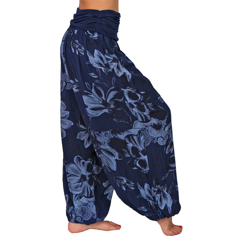 Buddha Stones Flower Leaves Pattern Loose Harem Trousers Women's Yoga Pants - image 26