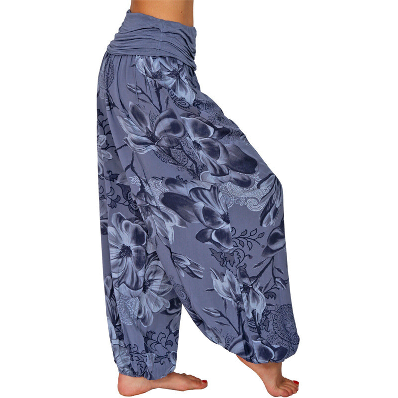 Buddha Stones Flower Leaves Pattern Loose Harem Trousers Women's Yoga Pants - image 23