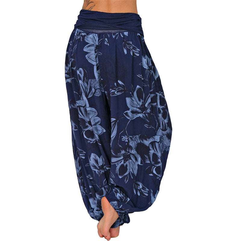 Buddha Stones Flower Leaves Pattern Loose Harem Trousers Women's Yoga Pants - image 27