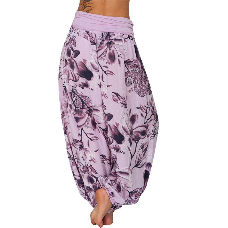 Buddha Stones Flower Leaves Pattern Loose Harem Trousers Women's Yoga Pants - image 18