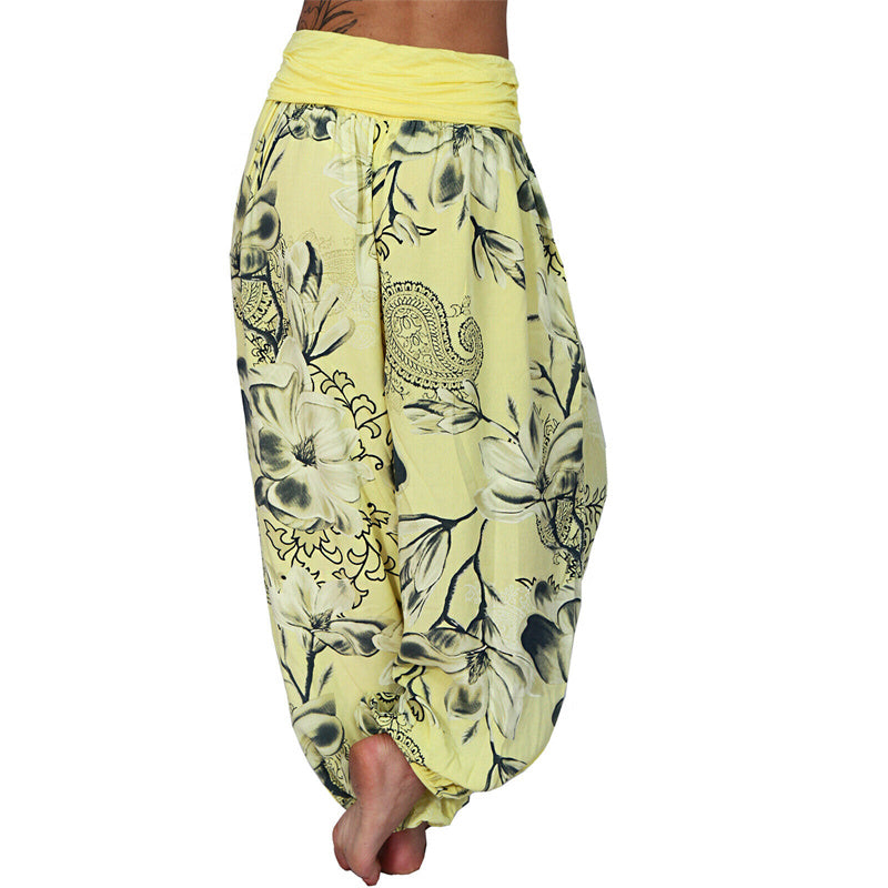 Buddha Stones Flower Leaves Pattern Loose Harem Trousers Women's Yoga Pants - image 12