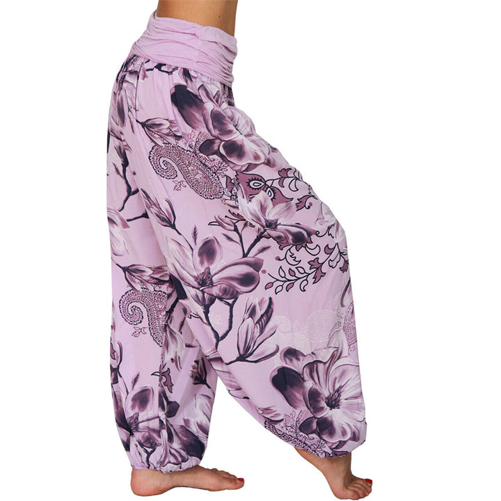 Buddha Stones Flower Leaves Pattern Loose Harem Trousers Women's Yoga Pants - image 17