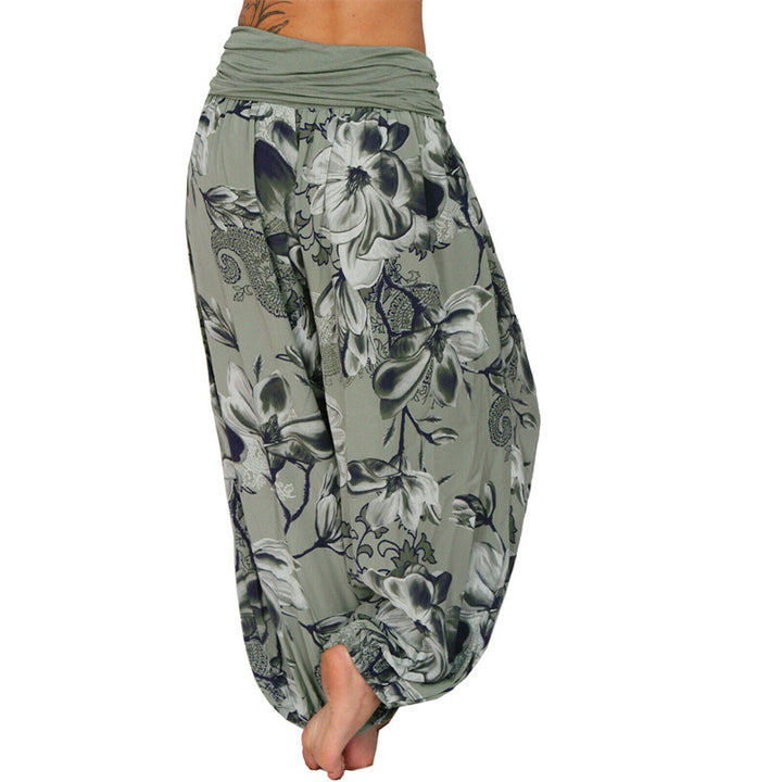 Buddha Stones Flower Leaves Pattern Loose Harem Trousers Women's Yoga Pants - image 33