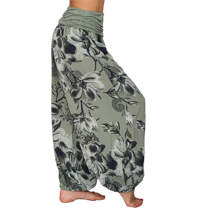 Buddha Stones Flower Leaves Pattern Loose Harem Trousers Women's Yoga Pants - image 32