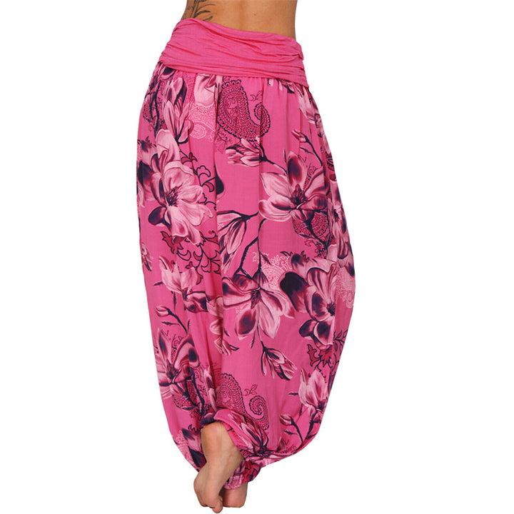 Buddha Stones Flower Leaves Pattern Loose Harem Trousers Women's Yoga Pants - image 2