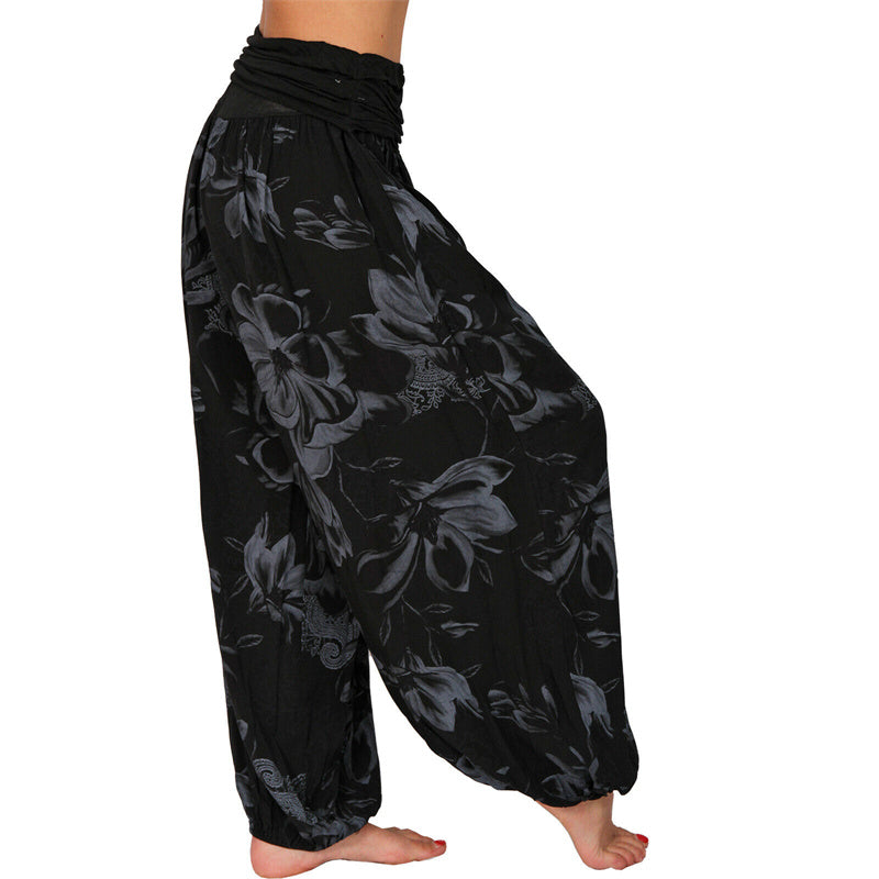 Buddha Stones Flower Leaves Pattern Loose Harem Trousers Women's Yoga Pants - image 14