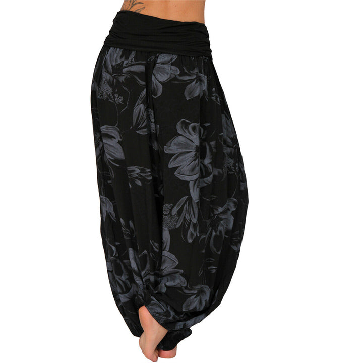 Buddha Stones Flower Leaves Pattern Loose Harem Trousers Women's Yoga Pants - image 15