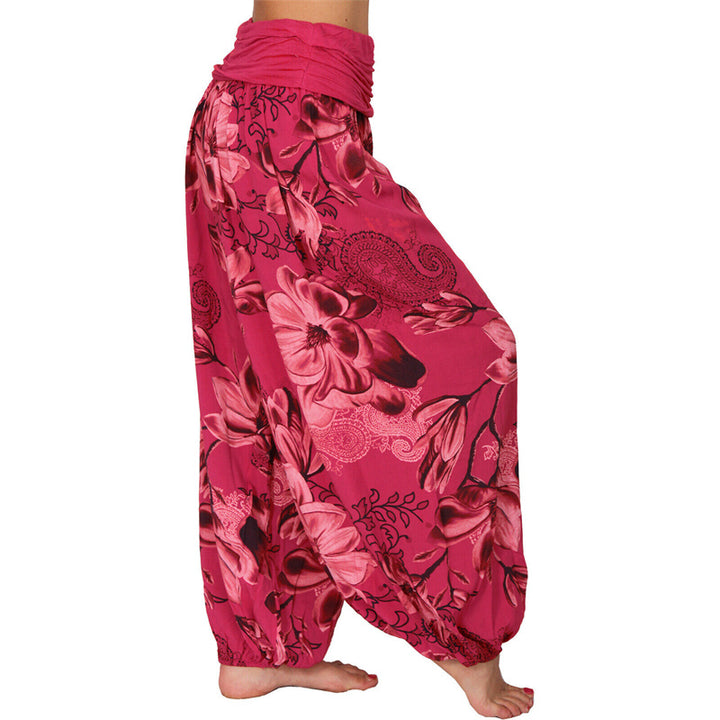 Buddha Stones Flower Leaves Pattern Loose Harem Trousers Women's Yoga Pants - image 38