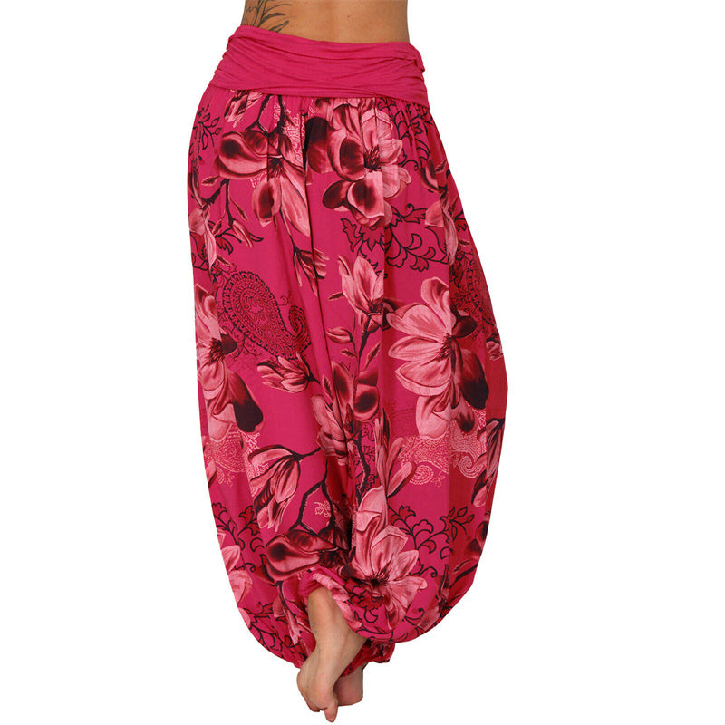 Buddha Stones Flower Leaves Pattern Loose Harem Trousers Women's Yoga Pants - image 39