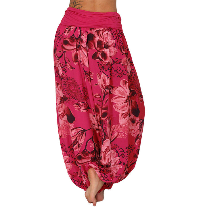 Buddha Stones Flower Leaves Pattern Loose Harem Trousers Women's Yoga Pants - image 39