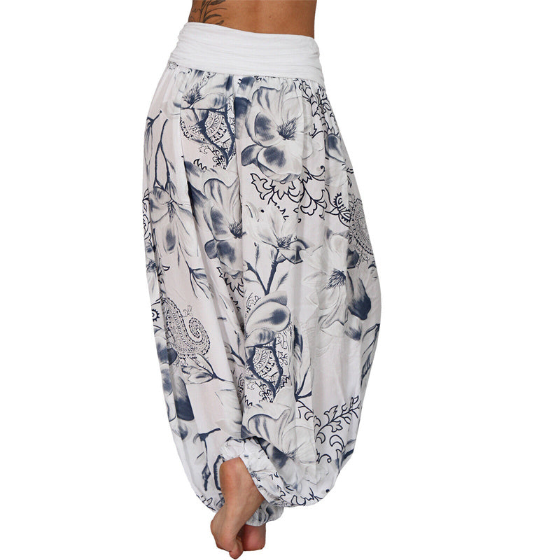 Buddha Stones Flower Leaves Pattern Loose Harem Trousers Women's Yoga Pants - image 6