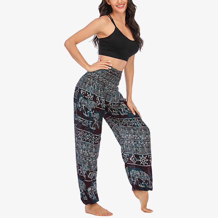 Buddha Stones Elephant Pattern Loose Casual Harem Trousers High Waist Women's Yoga Pants - image 2