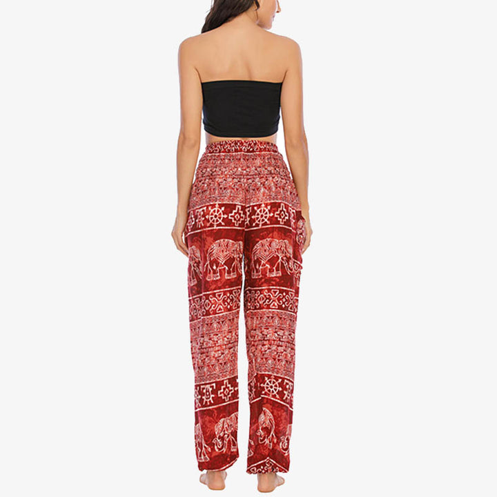 Buddha Stones Elephant Pattern Loose Casual Harem Trousers High Waist Women's Yoga Pants - image 10
