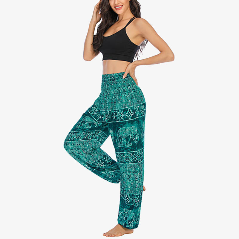 Buddha Stones Elephant Pattern Loose Casual Harem Trousers High Waist Women's Yoga Pants - image 17