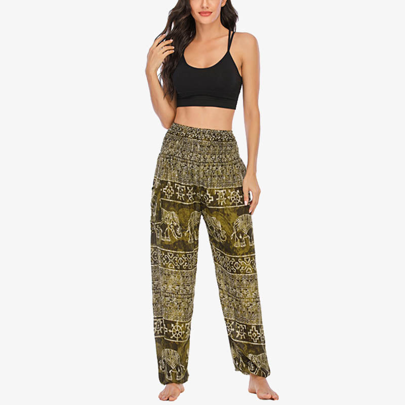 Buddha Stones Elephant Pattern Loose Casual Harem Trousers High Waist Women's Yoga Pants - image 27