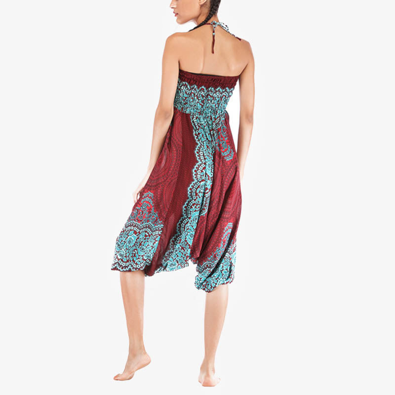 Buddha Stones Two Style Wear Round Geometric Pattern Loose Smocked Harem Trousers Jumpsuit High Waist Women's Yoga Pants - image 8
