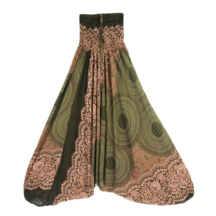 Buddha Stones Two Style Wear Round Geometric Pattern Loose Smocked Harem Trousers Jumpsuit High Waist Women's Yoga Pants - Light Green-US2-12，UK/AU6-16，EU34-44 (F) - image 37
