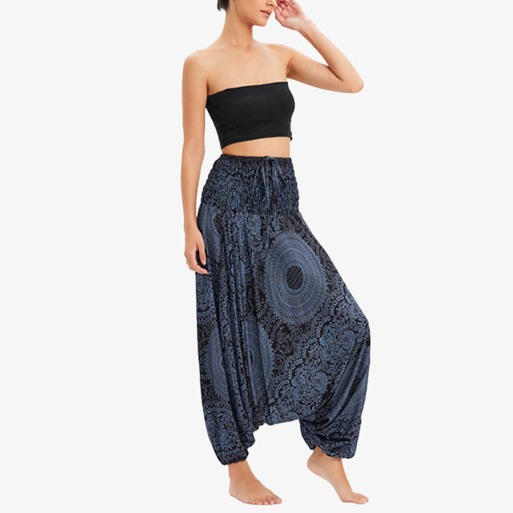 Buddha Stones Two Style Wear Round Geometric Loose Casual Harem Trousers Jumpsuit Women's Yoga Pants - image 18