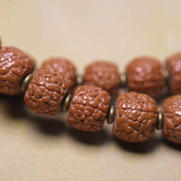 Buddha Stones 108 Mala Rudraksha Beads Bodhi Seed Dzi Bead Luck Auspiciousness Tassel Bracelet - image 5