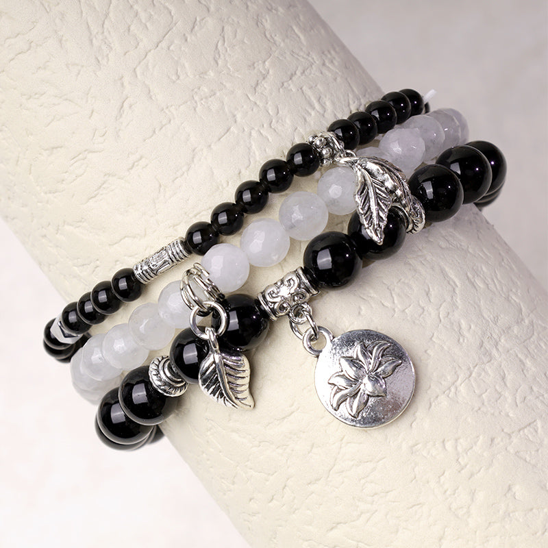 Buddha Stones 3PCS Natural Quartz Crystal Beaded Healing Energy Lotus Bracelet - image 9