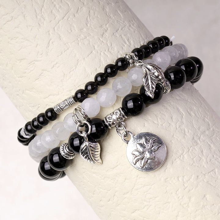 Buddha Stones 3PCS Natural Quartz Crystal Beaded Healing Energy Lotus Bracelet - image 9