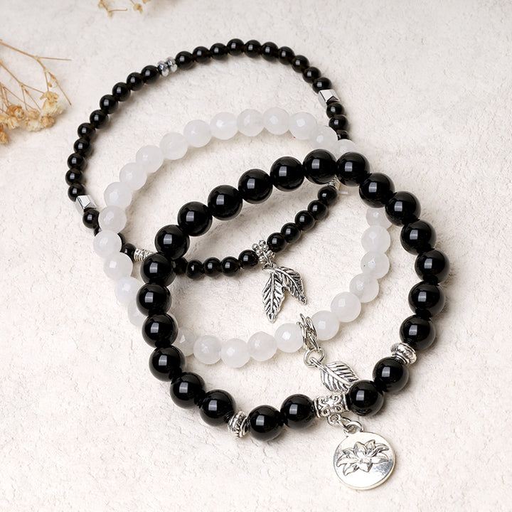 Buddha Stones 3PCS Natural Quartz Crystal Beaded Healing Energy Lotus Bracelet - image 8
