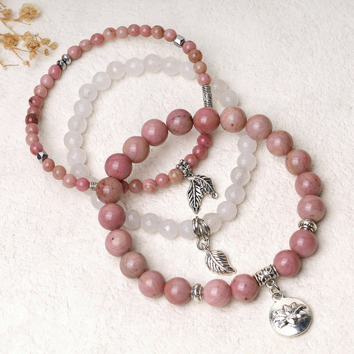 Buddha Stones 3PCS Natural Quartz Crystal Beaded Healing Energy Lotus Bracelet - image 14