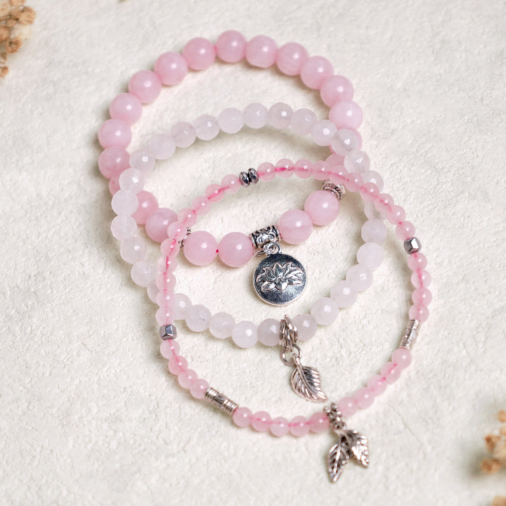 Buddha Stones 3PCS Natural Quartz Crystal Beaded Healing Energy Lotus Bracelet - image 18