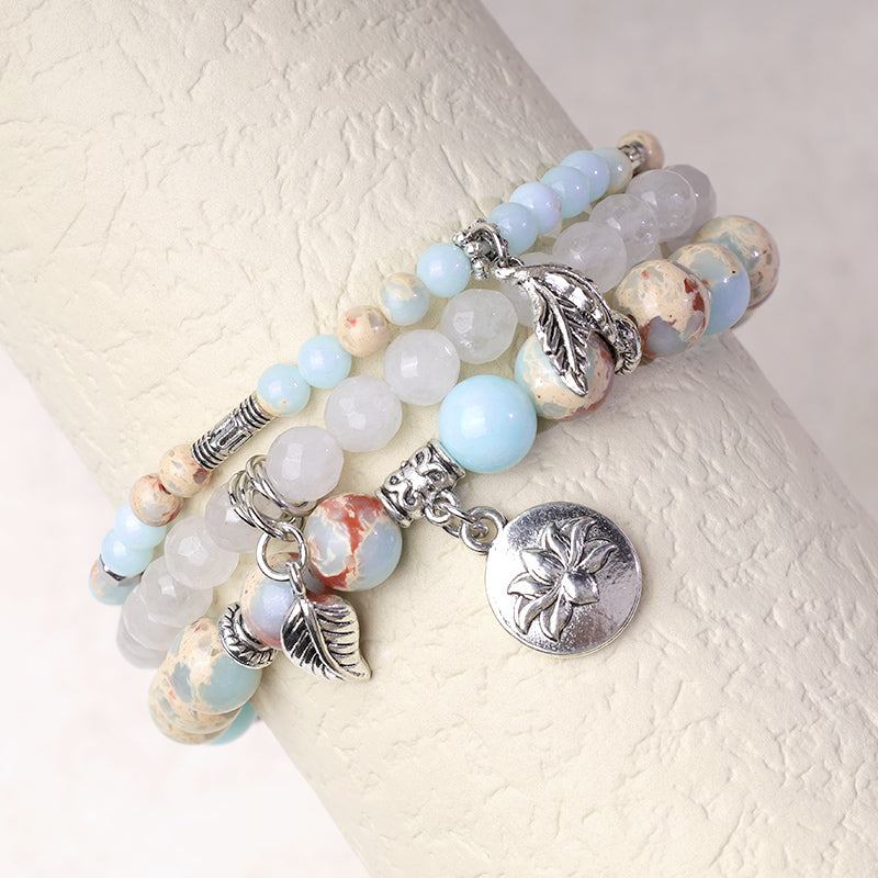 Buddha Stones 3PCS Natural Quartz Crystal Beaded Healing Energy Lotus Bracelet - image 31