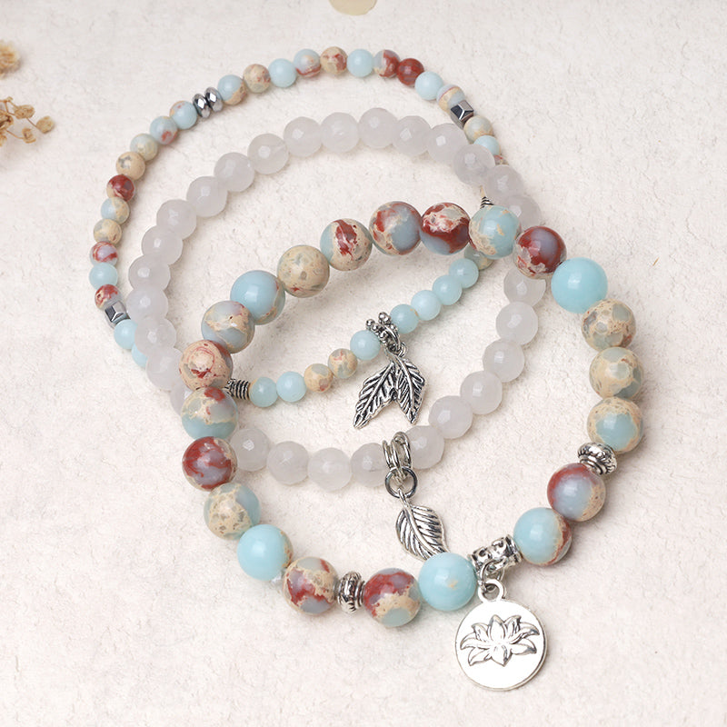 Buddha Stones 3PCS Natural Quartz Crystal Beaded Healing Energy Lotus Bracelet - image 30