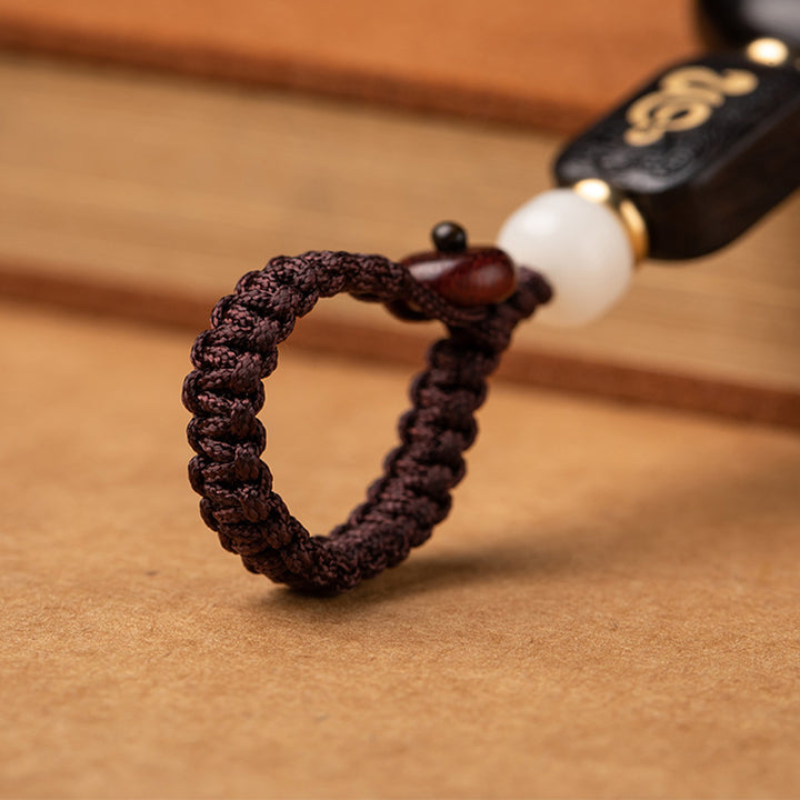 Buddha Stones Ebony Wood Bodhi Seed Lotus Enlightenment Key Chain Decoration - image 4