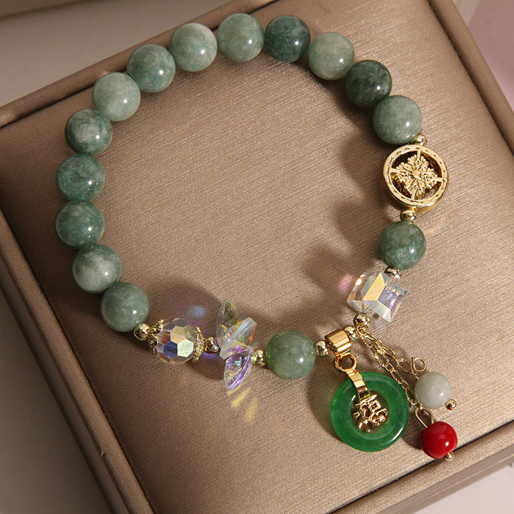 Buddha Stones Strawberry Quartz Jade Fu Character Charm Healing Bracelet - image 8