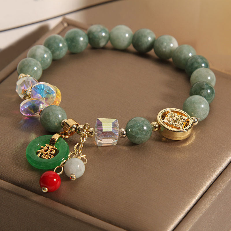 Buddha Stones Strawberry Quartz Jade Fu Character Charm Healing Bracelet - image 18