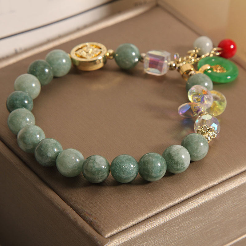 Buddha Stones Strawberry Quartz Jade Fu Character Charm Healing Bracelet - image 12