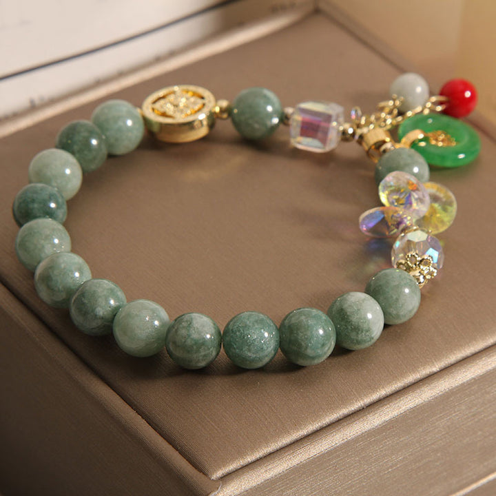 Buddha Stones Strawberry Quartz Jade Fu Character Charm Healing Bracelet - image 12