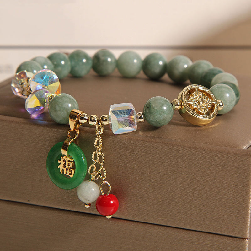 Buddha Stones Strawberry Quartz Jade Fu Character Charm Healing Bracelet - image 15