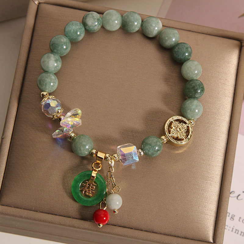 Buddha Stones Strawberry Quartz Jade Fu Character Charm Healing Bracelet - image 13