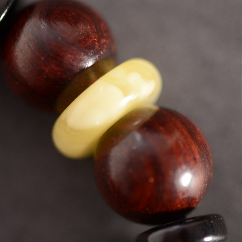 Buddha Stones Small Leaf Red Sandalwood Om Mani Padme Hum Engraved Protection Bracelet - image 7