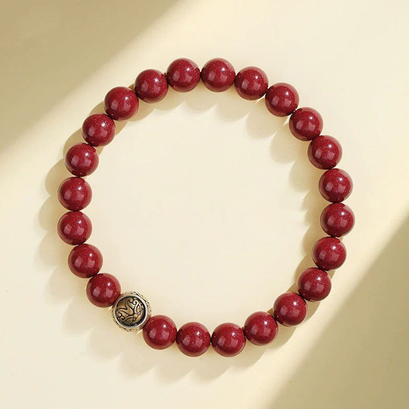 Buddha Stones 925 Sterling Silver Natural Cinnabar Four Beasts Blessing Bracelet - 8mm - White Tiger(Wrist Circumference 14-16cm) - image 6