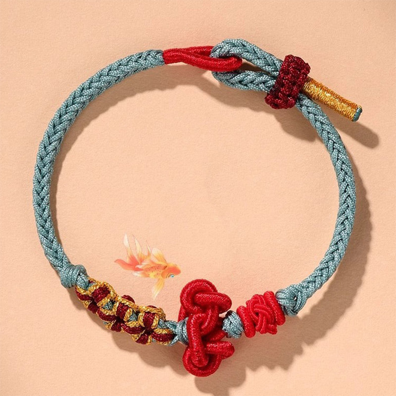 Buddha Stones Handmade Wenchang Knot Luck Strength Braided Rope Bracelet - LightSkyBlue(Wrist Circumference 14-15cm) - image 0