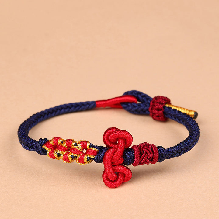 Buddha Stones Handmade Wenchang Knot Luck Strength Braided Rope Bracelet - Dark Blue(Wrist Circumference 14-15cm) - image 10