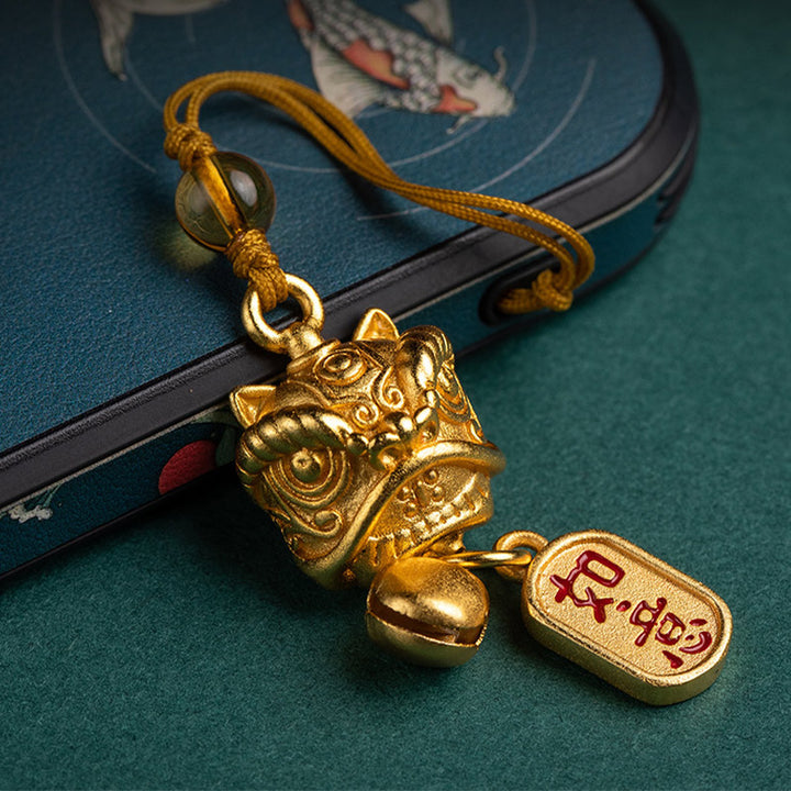 Buddha Stones Dancing Lion Auspicious Ruyi Safe Peace Rich Copper Wealth Phone Hanging Decoration - image 9