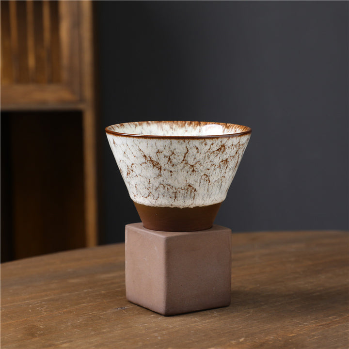 Buddha Stones Retro Kiln Change Ceramic Coffee Mug Tea Latte Espresso Coffee Cup With Base 200ml - Kiln Change Peacock White 9.3cm*9.5cm*200ml - image 5