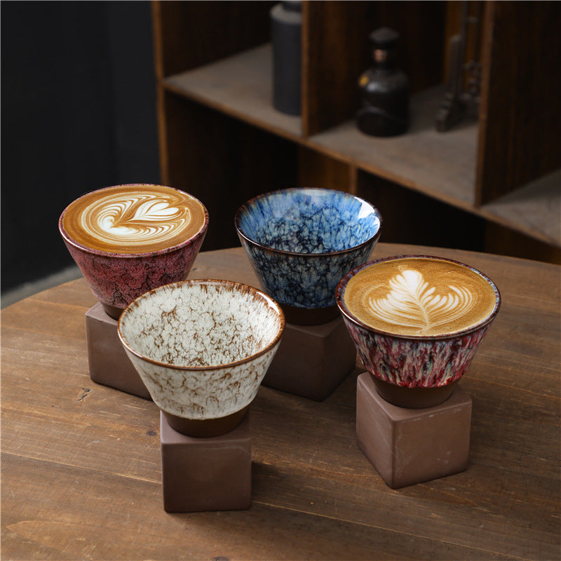 Buddha Stones Retro Kiln Change Ceramic Coffee Mug Tea Latte Espresso Coffee Cup With Base 200ml - image 2