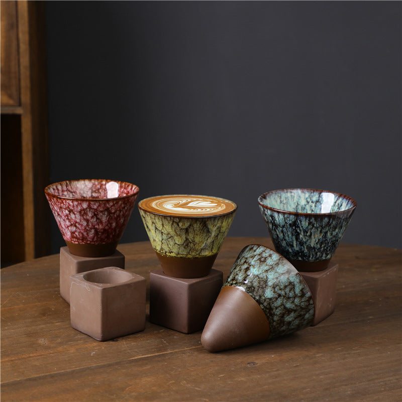 Buddha Stones Retro Kiln Change Ceramic Coffee Mug Tea Latte Espresso Coffee Cup With Base 200ml - image 1